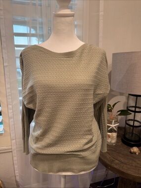 Women's Off-the-Shoulder Knit Sweater in Sage Green